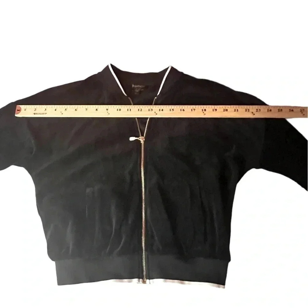 Juicy Couture Black Label Retro Y2K Black   Velour Track Jacket Size Small - Picture 7 of 10